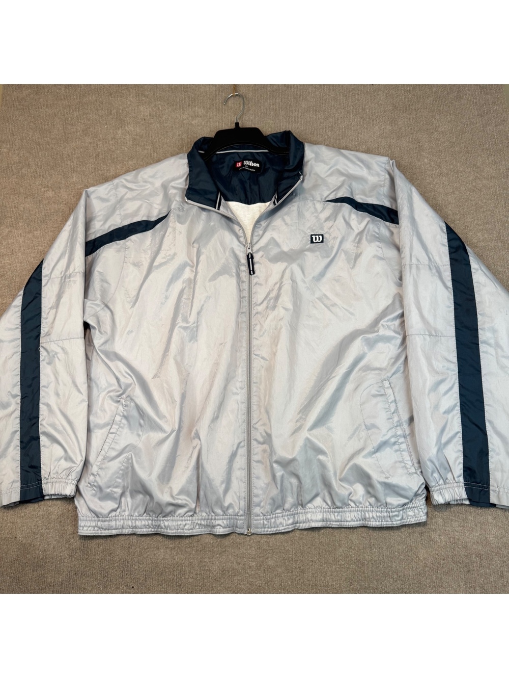 Wilson Staff Jacket Mens 2XL Golf Windbreaker Insulated Lined Striped Gray